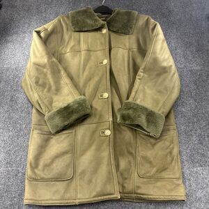Vintage Sawyer of Napa Sheepskin Shearling Coat Olive Green Canada Large